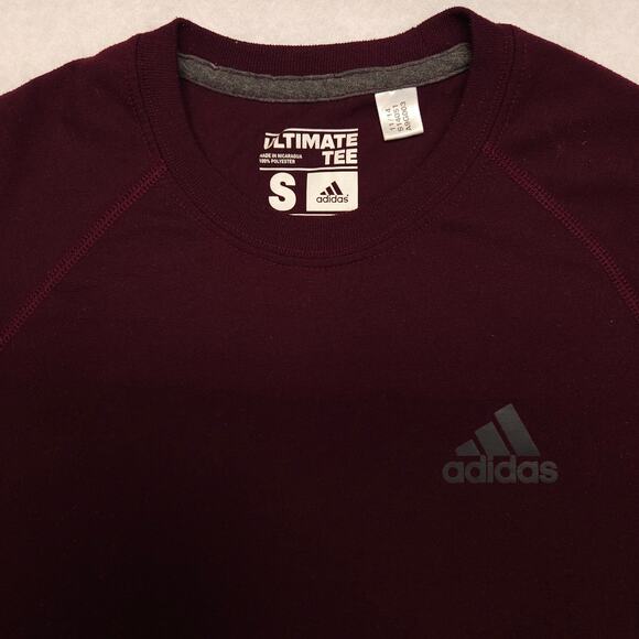Adidas Casual Crew Neck Short Sleeve Graphic T Shirt Mens Size S Maroon - Picture 1 of 9
